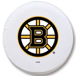 Boston Tire Cover w/ Bruins Logo - White Vinyl