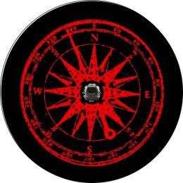 Wrangler JL Distressed Red Compass Spare Tire Cover - Backup Camera Ready