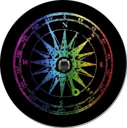 Wrangler JL Distressed Rainbow Compass Spare Tire Cover - Backup Camera Ready