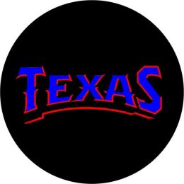 Texas Name Tire Cover on Black Vinyl