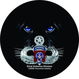 82nd Airborne Spare Tire Cover on Black Vinyl