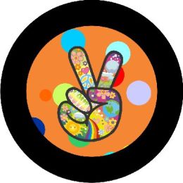 Hippie Peace Sign Orange Spare Tire Cover