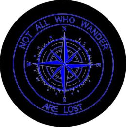Not All Who Wander Compass Tire Cover - Blue Graphic