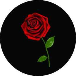 A Red Rose Spare Tire Cover on Black Vinyl