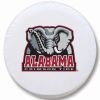 Alabama Tire Cover w/ Crimson Tide Elephant Logo - White Vinyl