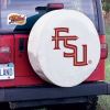Florida State Tire Cover w/ Seminoles FSU Logo - White Vinyl