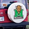 Marshall Tire Cover w/ Thundering Herd Logo - White Vinyl