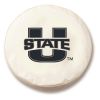 Utah State Tire Cover w/ Aggies Logo - White Vinyl