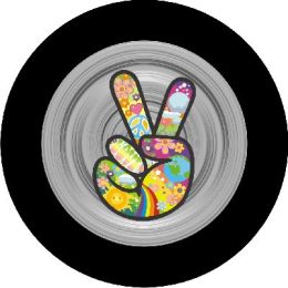 Hippie Peace Sign Gray Spare Tire Cover