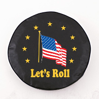 American Flag Let's Roll Black Spare Tire Cover