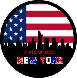 New York State of Mind Tire Cover on Black Vinyl