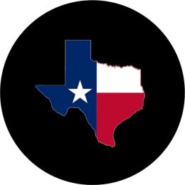 Texas Flag Outline Tire Cover on Black Vinyl