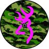 Pink Deer Head on Camo Spare Tire Cover