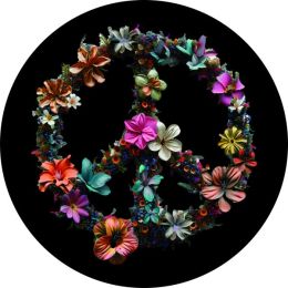 Assorted Flowers Peace Sign Spare Tire Cover