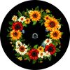 Beautiful Floral Wreath with Sunflowers Spare Tire Cover