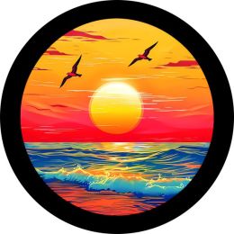Ocean Beach Sunset Spare Tire Cover