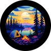 Campfire w/ Tent Landscape Spare Tire Cover