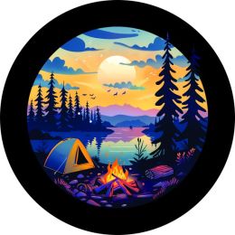 Campfire w/ Tent Landscape Spare Tire Cover