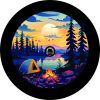 Campfire w/ Tent Landscape Spare Tire Cover