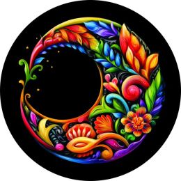 Floral Crescent Moon Spare Tire Cover