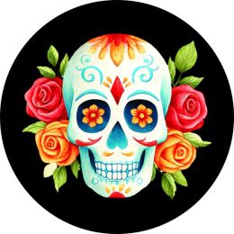 Skull with Roses Spare Tire Cover