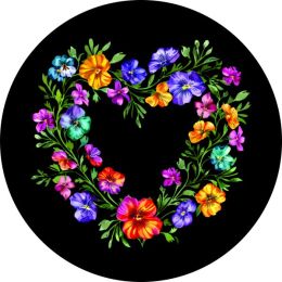 Floral Heart Wreath Spare Tire Cover