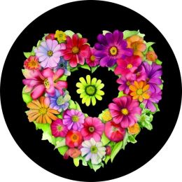 Heart Shaped Floral Wreath Spare Tire Cover