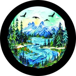 Mountain River w/ Eagles Spare Tire Cover