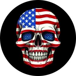 Skull Head American Flag Spare Tire Cover
