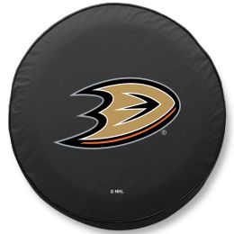 Anaheim Tire Cover w/ Ducks Logo - Black Vinyl