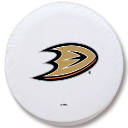 Anaheim Tire Cover w/ Ducks Logo - White Vinyl