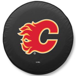 Calgary Tire Cover w/ Flames Logo - Black Vinyl