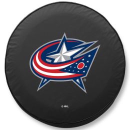 Columbus Tire Cover w/ Blue Jackets Logo - Black Vinyl