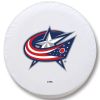 Columbus Tire Cover w/ Blue Jackets Logo - White Vinyl