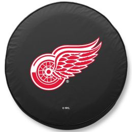 Detroit Tire Cover w/ Red Wings Logo - Black Vinyl