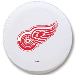Detroit Tire Cover w/ Red Wings Logo - White Vinyl