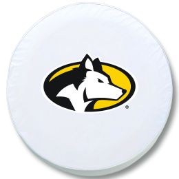 Michigan Tech Tire Cover w/ Huskies Logo - White Vinyl
