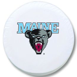 Maine Tire Cover w/ Black Bears Logo - White Vinyl