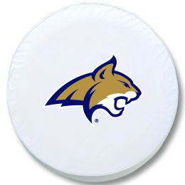 Montana State Tire Cover w/ Bobcats Logo - White Vinyl
