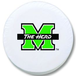 Marshall Tire Cover w/ Thundering Herd Logo - White Vinyl