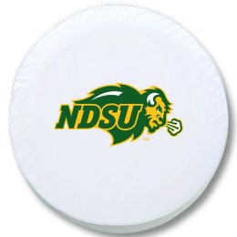 North Dakota State Tire Cover w/ Bison Logo - White Vinyl