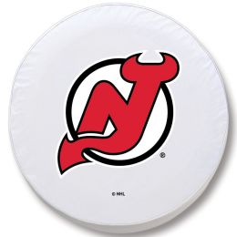 New Jersey Tire Cover w/ Devils Logo - White Vinyl