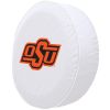 Oklahoma State Tire Cover w/ Cowboys Logo - White Vinyl