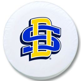 South Dakota State Tire Cover w/ Jackrabbits Logo - White Vinyl