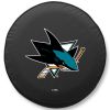 San Jose Tire Cover w/ Sharks Logo - Black Vinyl