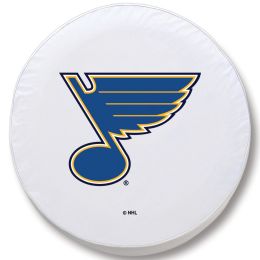 St Louis Tire Cover w/ Blues Logo - White Vinyl