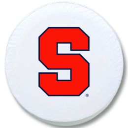 Syracuse Tire Cover w/ Orange Logo - White Vinyl