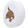 Texas State Tire Cover w/ Bobcats Logo - White Vinyl