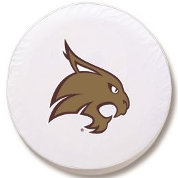 Texas State Tire Cover w/ Bobcats Logo - White Vinyl