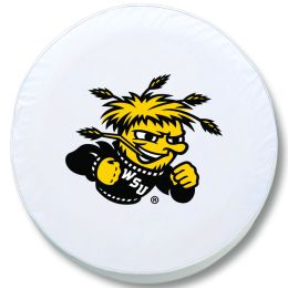 Wichita State Tire Cover w/ Shockers Logo - White Vinyl